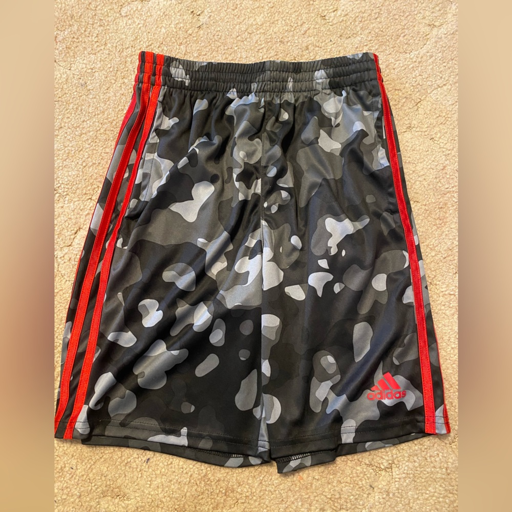 Adidas Boys Gray Camo Athletic Shorts
